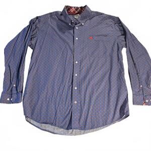 Cinch Shirt Mens L Blue Red Geo Short Sleeve Button Up Cowboy Western